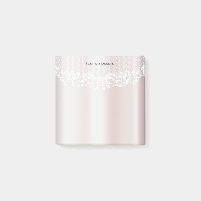 Post-it® Elégant blanc dentelle florale Post it Notes (Devant)