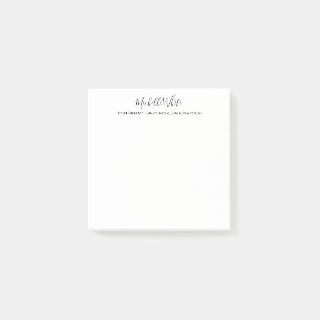 Post-it®  Élégant Blanc Moderne Professionnel Simple (Devant)