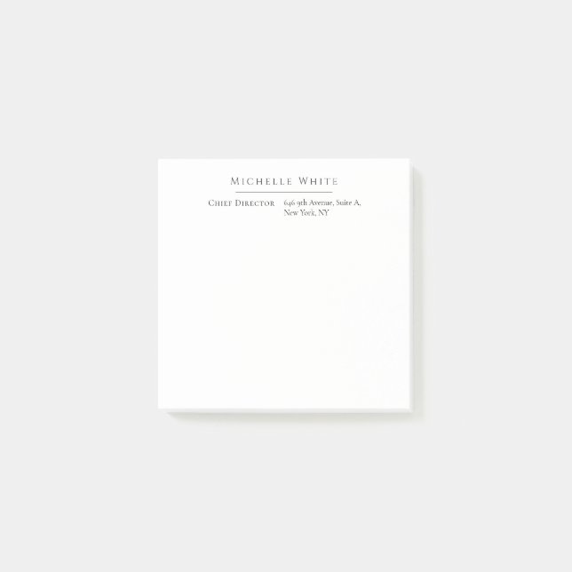 Post-it®  Élégant Blanc Moderne Professionnel Simple (Devant)