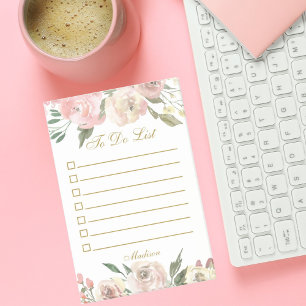 Post-it® Élégant Blush Rose Floral Or à faire Liste personn