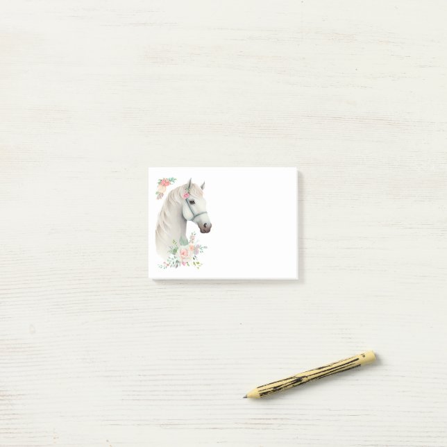 Post-it® Élégant Boho Cheval Blanc Floral (Sur un bureau)