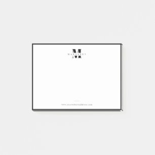 Post-it® Elégant Bordure noire Gras Simple Nom Monogramme
