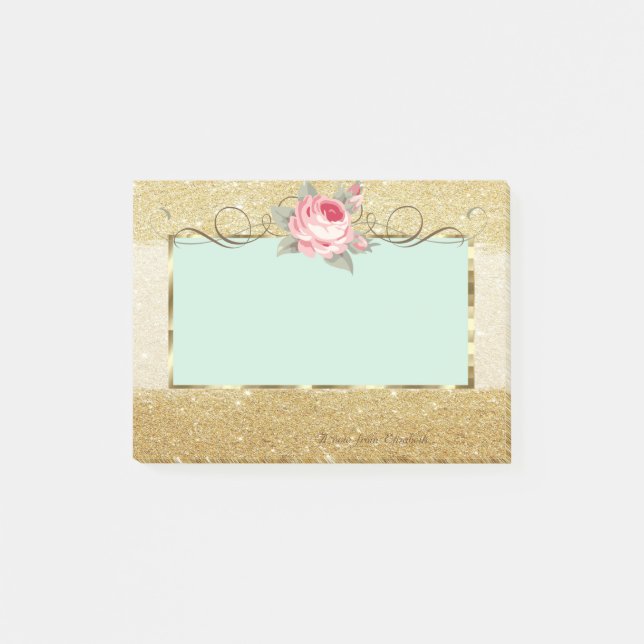 Post-it® Élégant, Cadre, Rose, Glitterie (Devant)