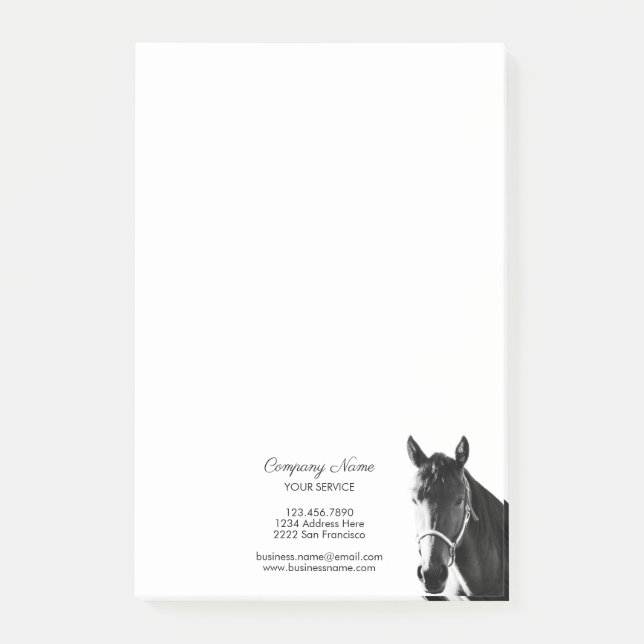 Post-it® Elégant Cheval Head BW Entreprise personnalisée (Devant)