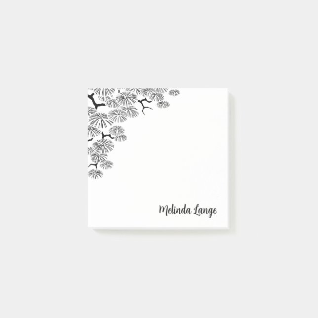 Post-it® Élégant Chic Botanique Black White Pine Branche (Devant)