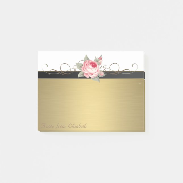 Post-it® Élégant Chic  Féminin stylé ,Faux Or,Rose (Devant)