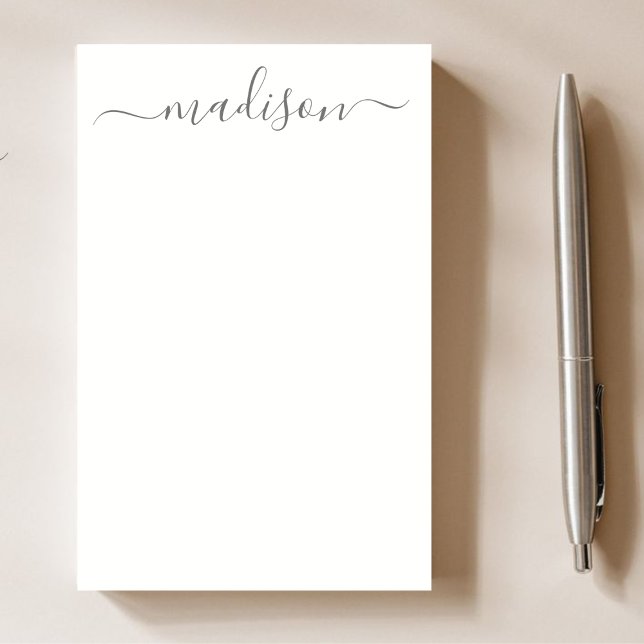 Post-it® Élégant chic Gris Calligraphie Script Nom enseigna (Créateur téléchargé)