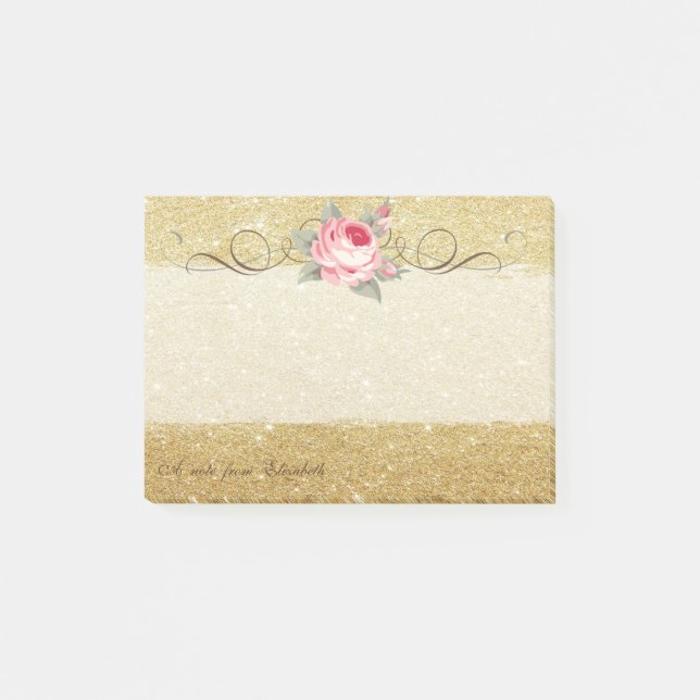 Post-it® Élégant, Chic, Rose, Glitterie (Devant)