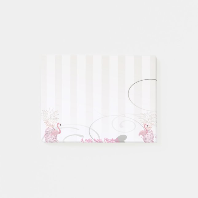 Post-it® Élégant Chic Stylish Girly, Flamants roses, Ananas (Devant)