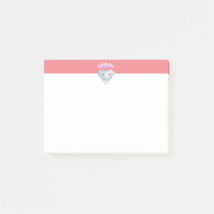 Post-it® Élégant diamant et diadème sur corail et blanc