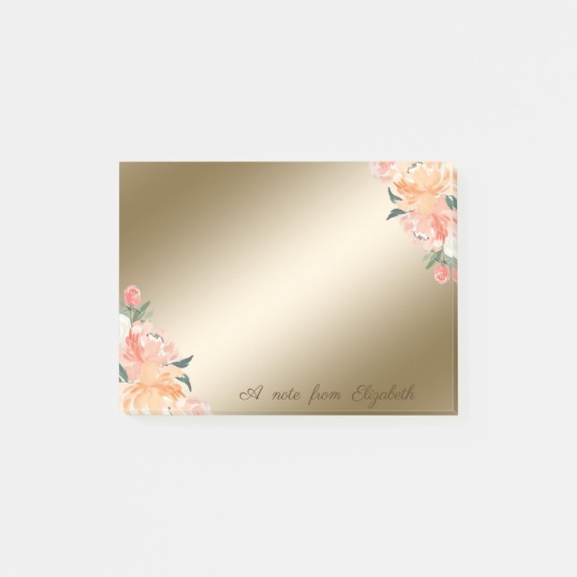 Post-it® Élégant, Élégant, Fille, Aquarelle Fleurs (Devant)