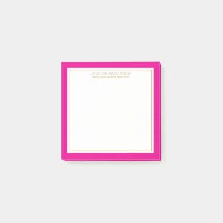 Post-it® Elégant et Girly Magenta/White/Gold Personnalisé