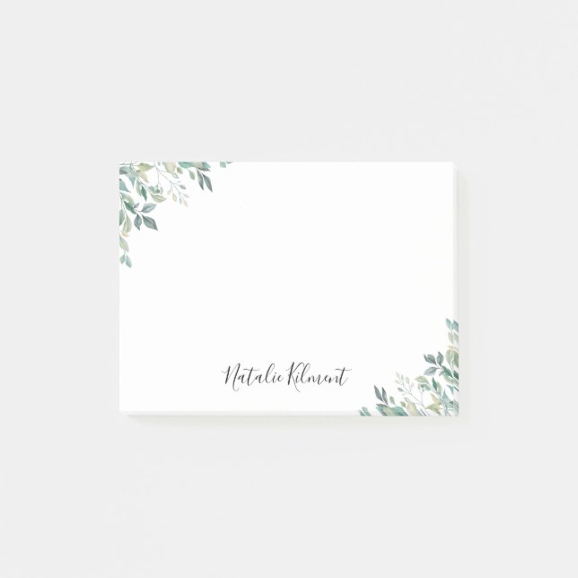 Post-it® Elégant Eucalyptus Verdure Rustique Feuilles verts (Devant)