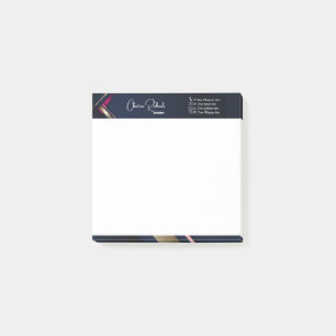 Post-it® Elégant Gold Blue Rose Abstrait