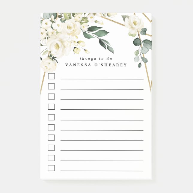 Post-it® Elégant Gold Géométrique Floral (Devant)