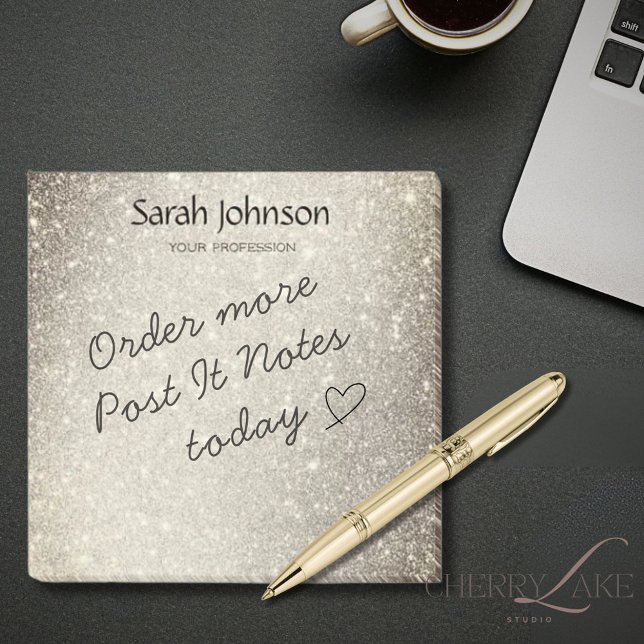 Post-it® Elegant Gold Glitter Monogram Personalized Name  (Créateur téléchargé)