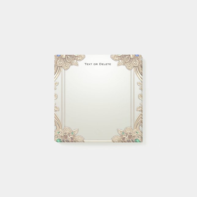 Post-it® Elegant Gold Ornate Post it Notes (Devant)