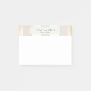 Post-it® Élégant lin beige élégant et rayé or