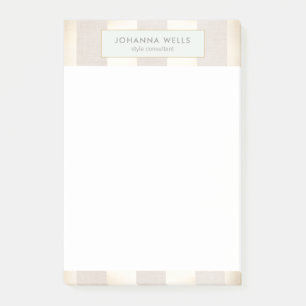 Post-it® Élégant lin beige élégant et rayé or