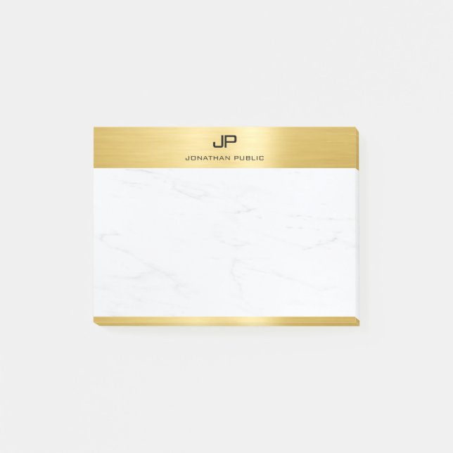 Post-it® Élégant Marbre blanc Gold Modèle moderne tendance (Devant)