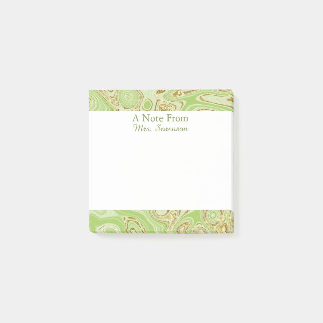 Post-it® Elégant Marbre Vert Or Personnalisé Sticky Note (Devant)