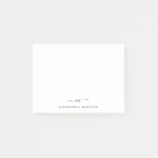 Post-it® Élégant mignon stylé Monogramme de fille Bureau (Devant)