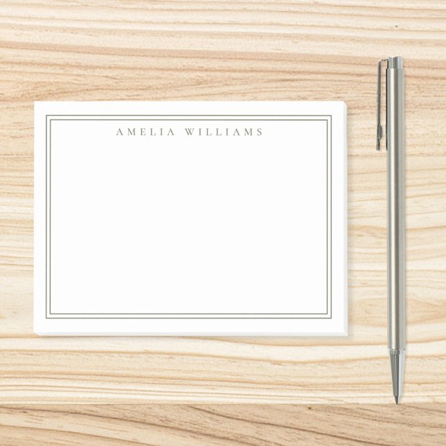 Post-it® Elegant Minimalist Olive Green Two Border (Créateur téléchargé)