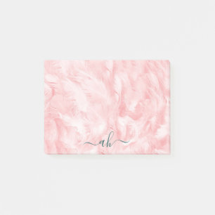 Post-it® Élégant Minimaliste Chic Texture de plume rose cor