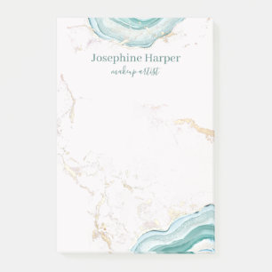 Post-it® Elégant Mint Green Geode Gold Parties scintillant 