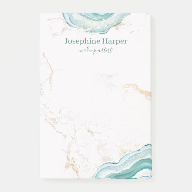 Post-it® Elégant Mint Green Geode Gold Parties scintillant  (Devant)