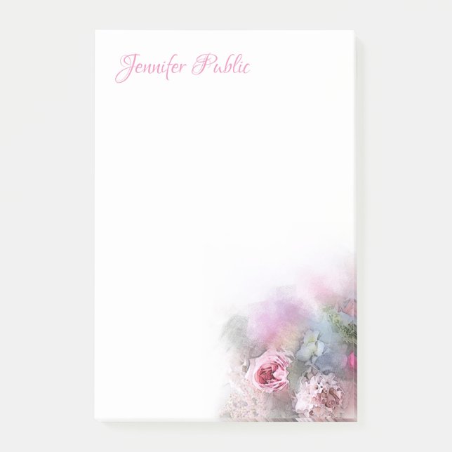 Post-it® Élégant Modèle d'aquarelle  Script Rose (Devant)