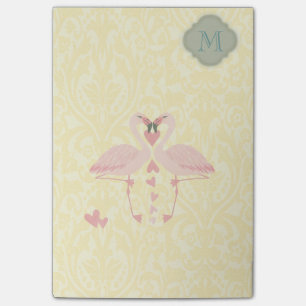Post-it® Élégant moderne flamants mignons monogramme damas