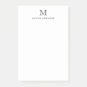 Post-it® Élégant Moderne Simple Clair Monogramme Noir Initi
