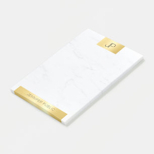 Post-it® Élégant Monogram Gold Marble Modèle moderne