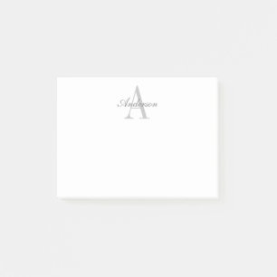Post-it® Élégant Monogramme blanc et gris