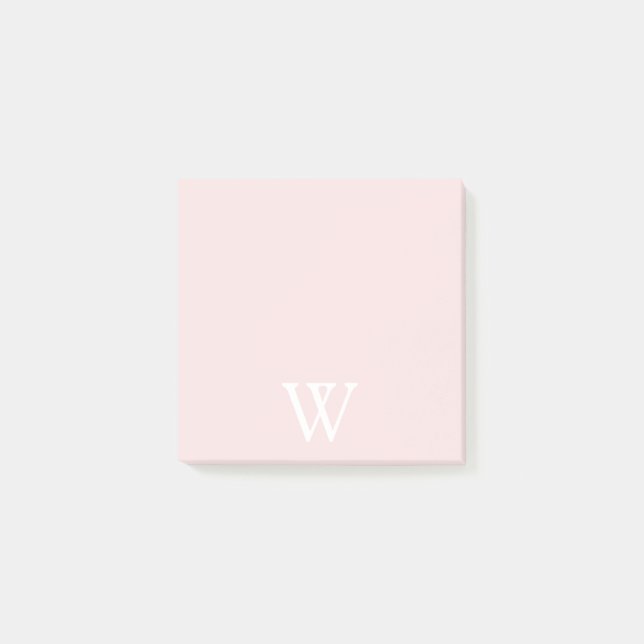 Post-it® Élégant Monogramme blanc initial rose pâle (Devant)