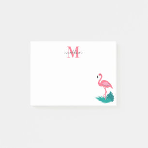 Post-it® Élégant Monogramme Feuille Tropical Flamant rose r