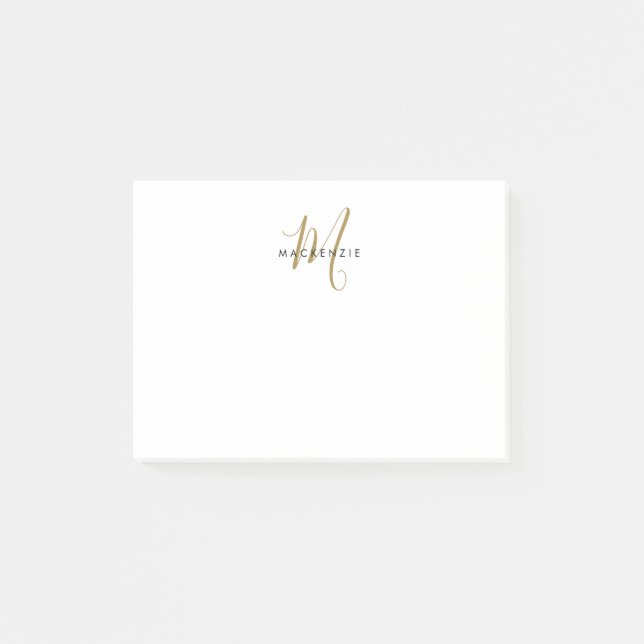 Post-it® Élégant Monogramme moderne en or blanc (Devant)