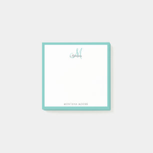 Post-it® Élégant Monogramme Moderne Simple Fille Turquoise