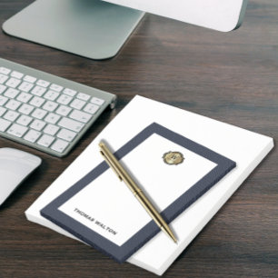 Post-it® Élégant Monogramme Or Cuir Aspect Bleu