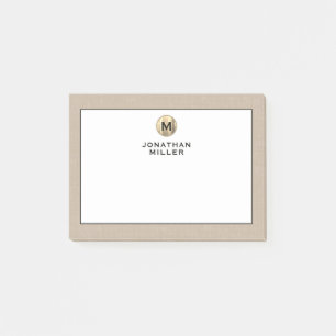 Post-it® Élégant Monogramme Or Linen