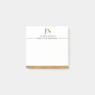 Post-it® Élégant Monogramme personnalisé blanc et or