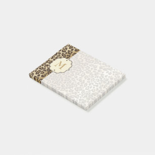 Post-it® Élégant Motif léopard Monogramme personnalisé