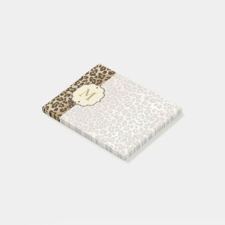Post-it® Élégant Motif léopard Monogramme personnalisé