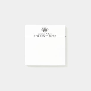 Post-it® Élégant noir argent élégant Monogramme personnalis