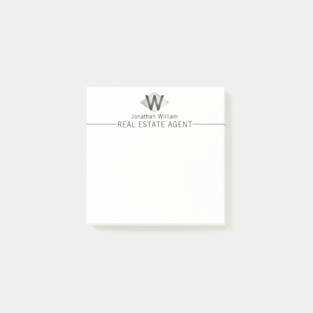 Post-it® Élégant noir argent élégant Monogramme personnalis (Devant)