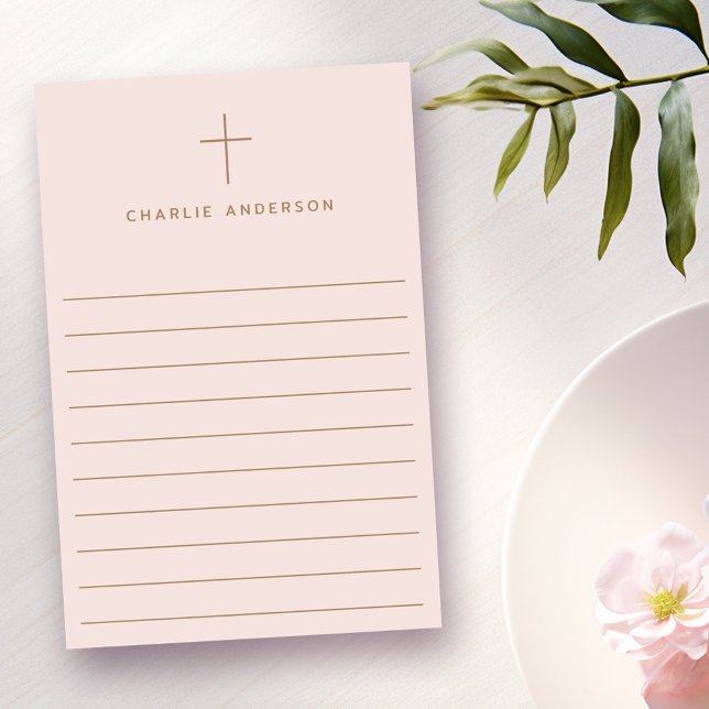 Post-it® Elégant nom de croix chrétienne clair rose pâle (Elegant Christian cross name light blush pink Post-it Notes)