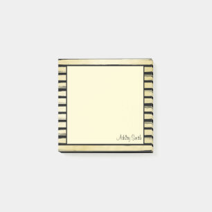 Post-it® Élégant nom personnalisé noir feuille d'or rayé