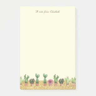 Post-it® Elégant, Parties scintillant Or, Cactus Fleurs