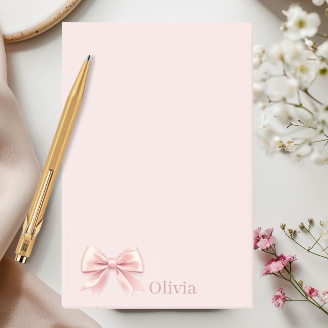 Post-it® Elégant Pastel Rose Bow & Nom Personnalisé (Créateur téléchargé)